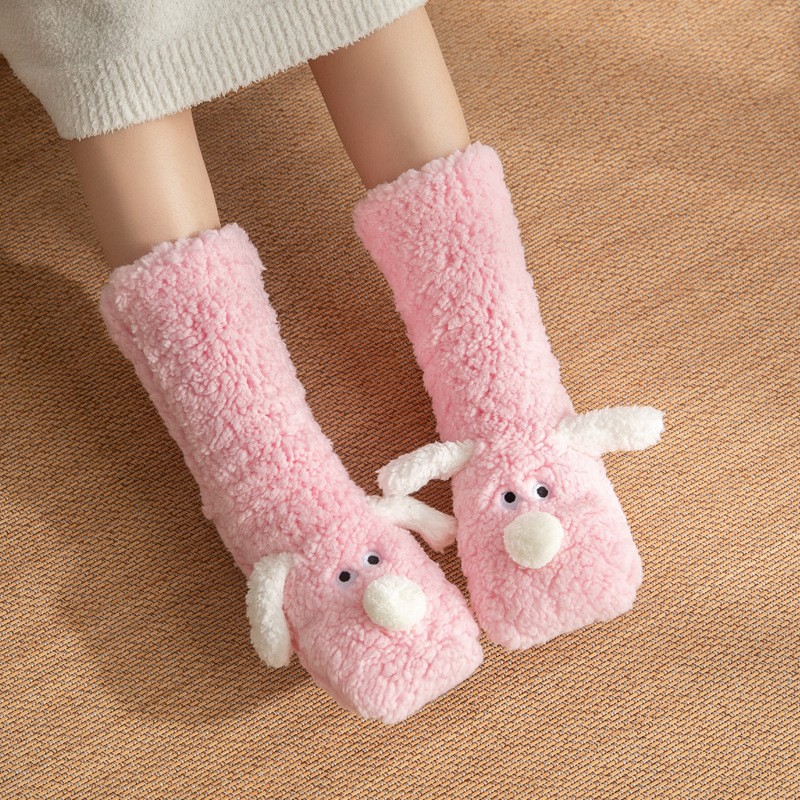Cute Cartoon Dog Floor Socks Cozy, Non-Slip Winter Warmth