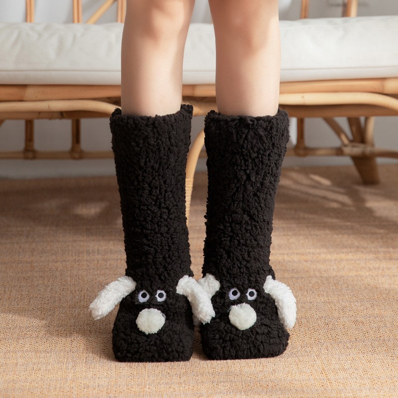 Cute Cartoon Dog Floor Socks Cozy, Non-Slip Winter Warmth