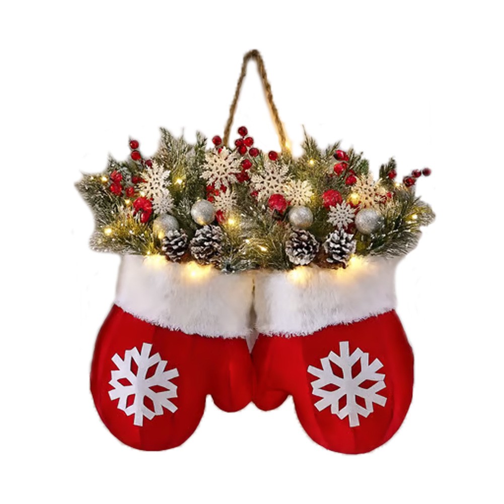 Christmas Garland  Creative Glove Shaped Simulated Flower Wreath for Festive Decor