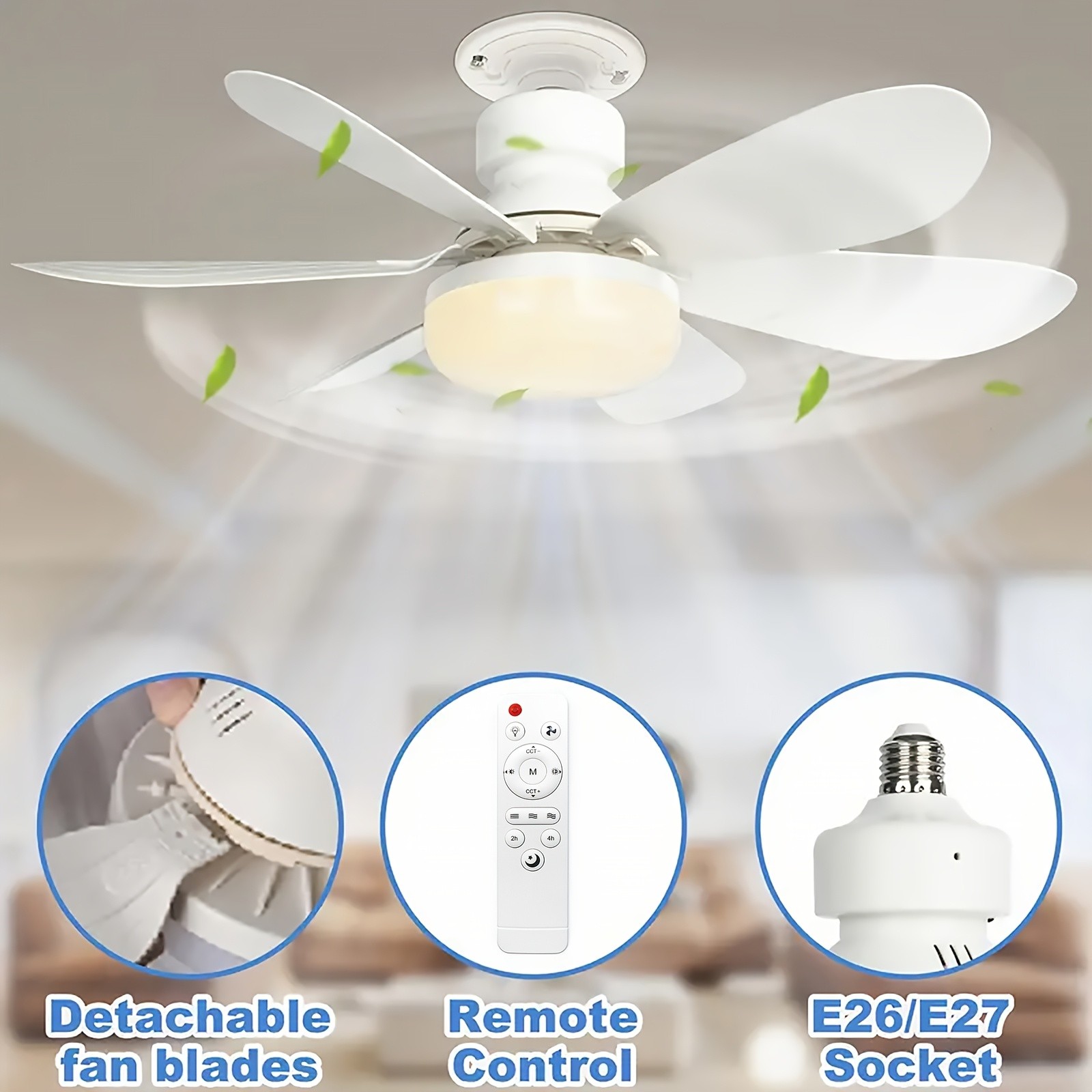 FIBRAVE 52cm/42cm Smart Ceiling Fan Light with Remote Control