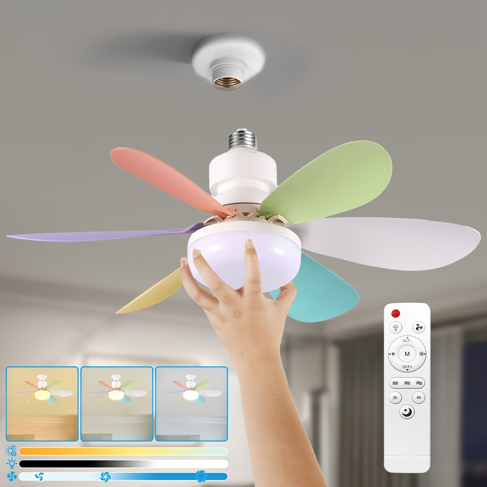 FIBRAVE 52cm/42cm Smart Ceiling Fan Light with Remote Control