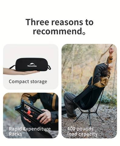 Naturehike YL01 Heavy-Duty 200.03KG Capacity Instant Setup Camping Chair  Compact, Foldable with Footrest for Ultimate Outdoor Comfort