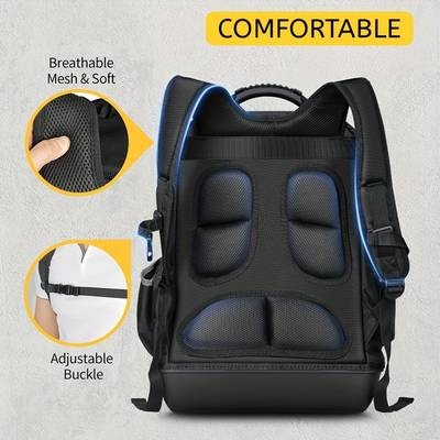 WINHUNT Large Capacity Electrician Backpack Durable Tool Bag with Multiple Compartments and Padded Straps