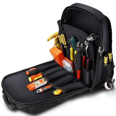 Multi-Functional Tool Bag  Durable, Dual Shoulder Strap Backpack for Plumbers, Electricians, and Mechanics