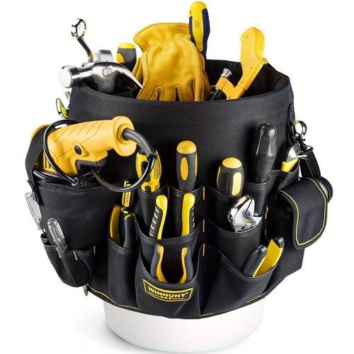 WINHUNT Heavy-Duty Bucket Tool Organizer  Portable Storage with Multiple Compartments for DIY, Carpentry, Plumbing, and More