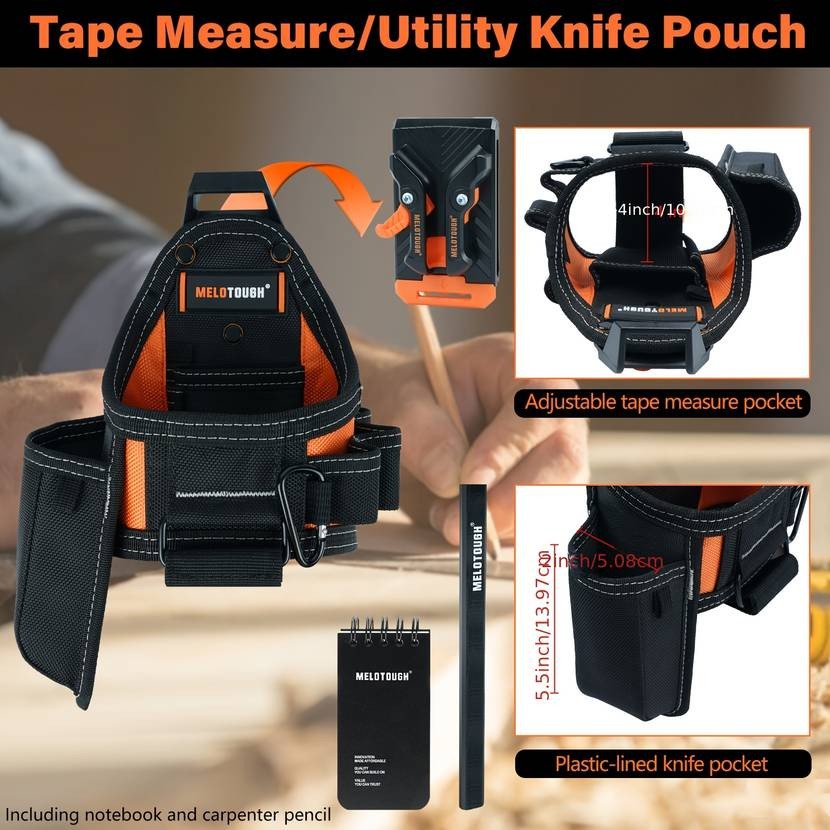 MELOTOUGH Tape Measure Pouch/Utility Knife Pouch Convenient and Durable Tool Belt Pouch