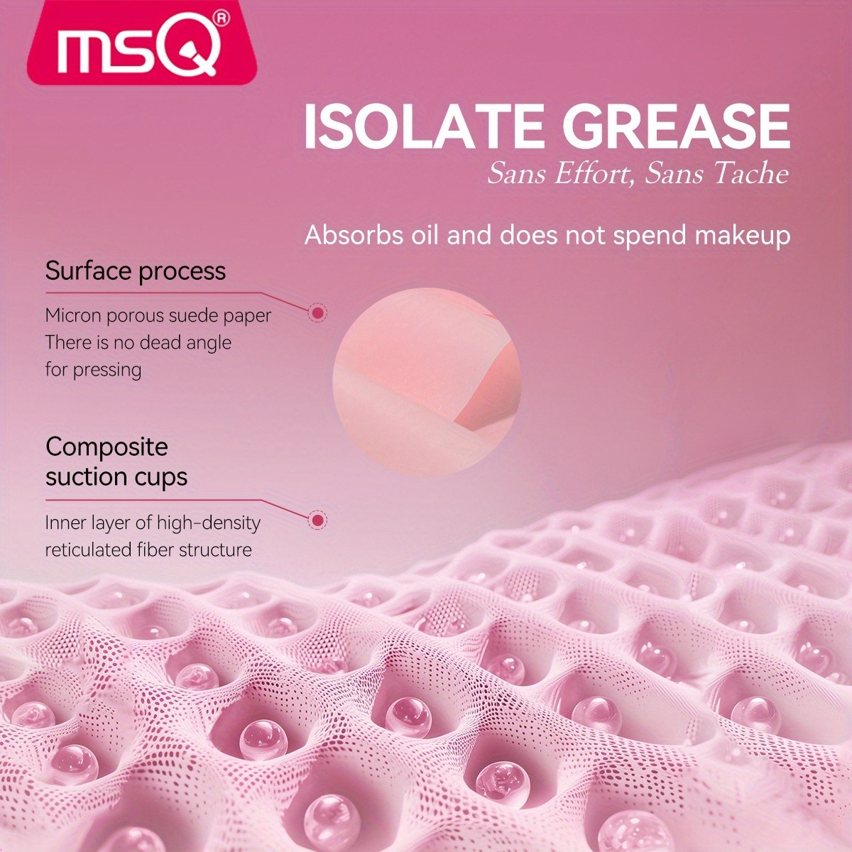 MSQ 100pcs Pink Blotting Paper Set with Mirror