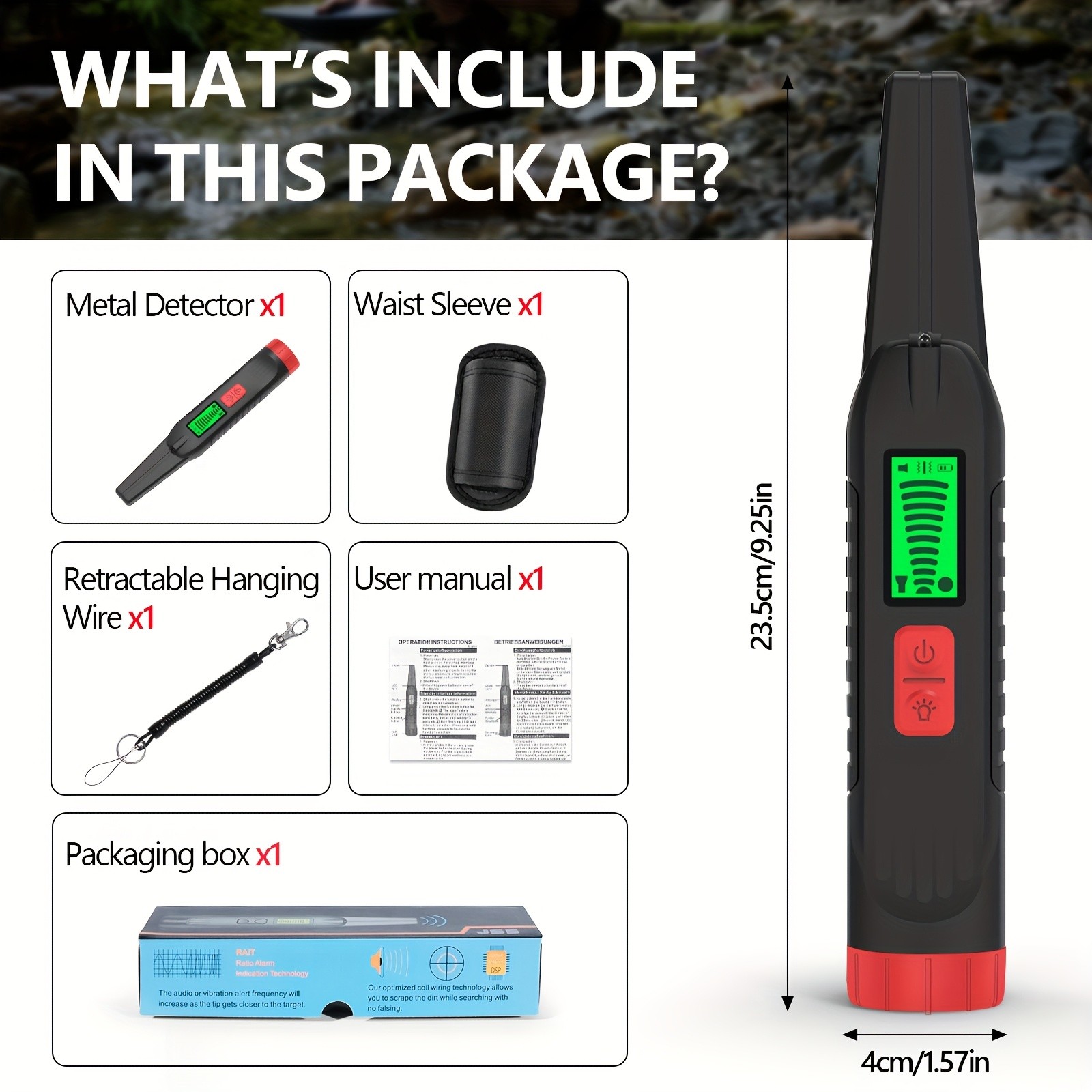 ANJKFLUR Metal Detector with LCD Display Pointer