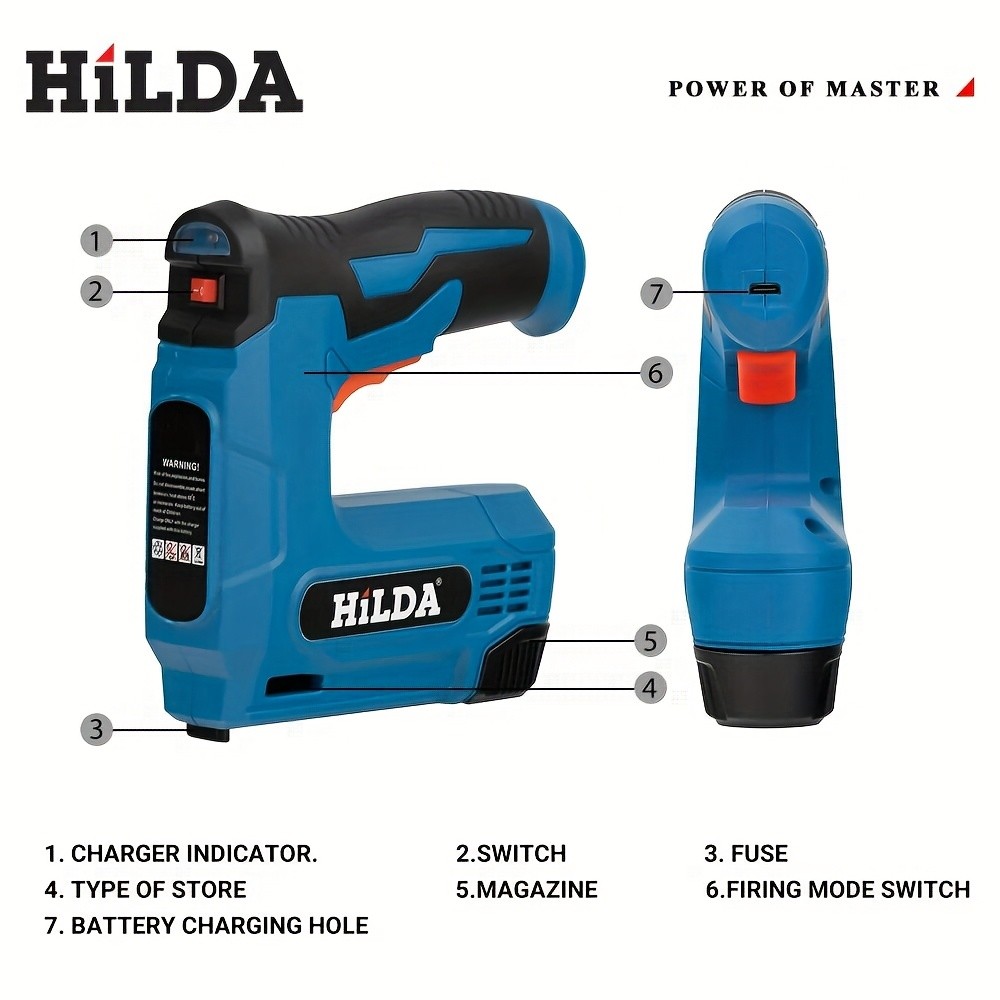 HILDA Professional Cordless Electric Nail Gun