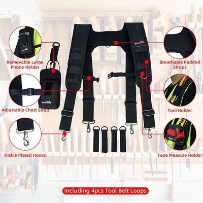 MELOTOUGH Heavy Duty Padded Tool Belt Suspenders for Men  Ultimate Comfort and Support for Heavy-Duty Work