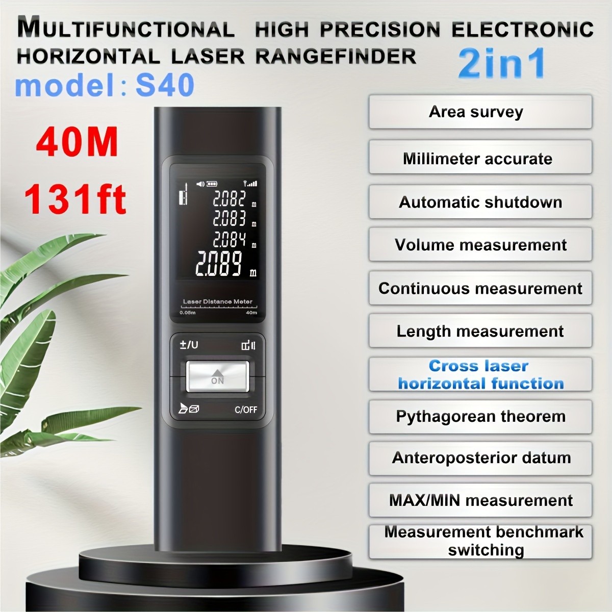L.AOL.AU Multi-Function Laser Rangefinder with Digital Angle & Red Cross Line
