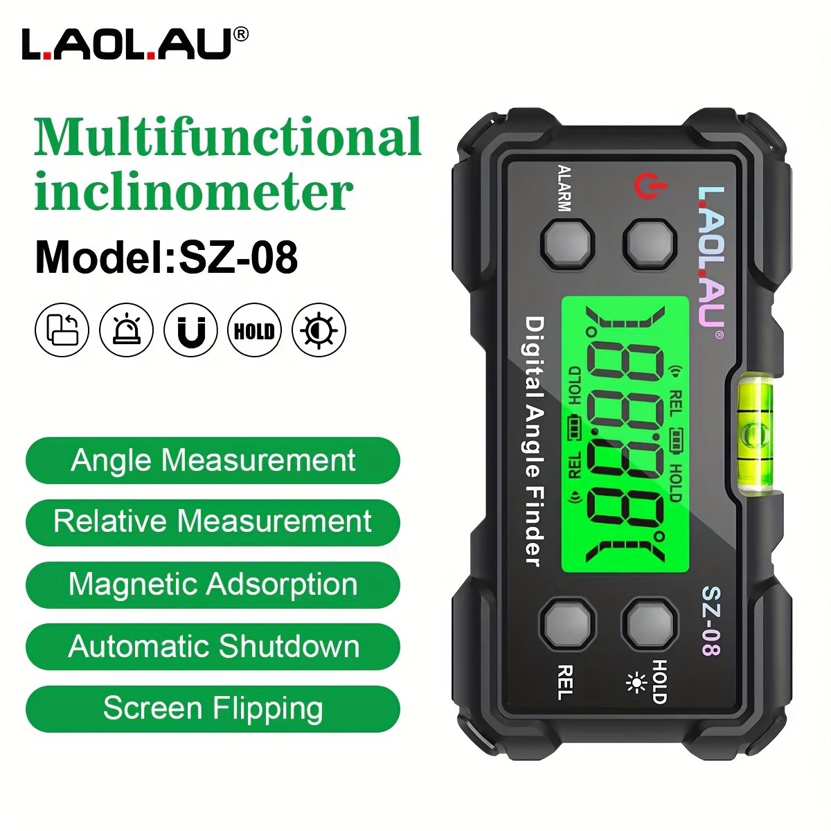 L.AOL.AU SZ-08 Digital Inclinometer Magnetic Level Pro