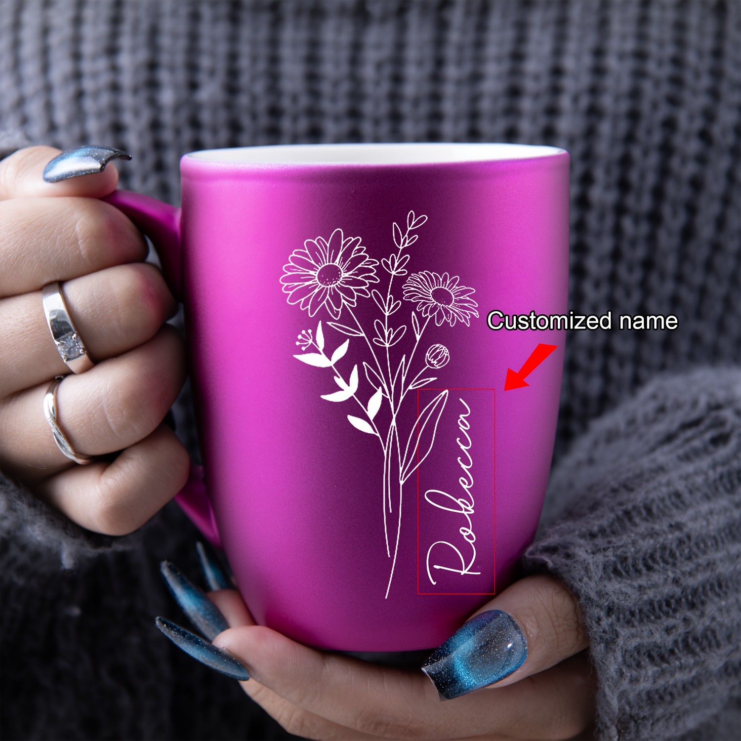 G MUGS 11oz Customized Birthday Month Flower Coffee Cup