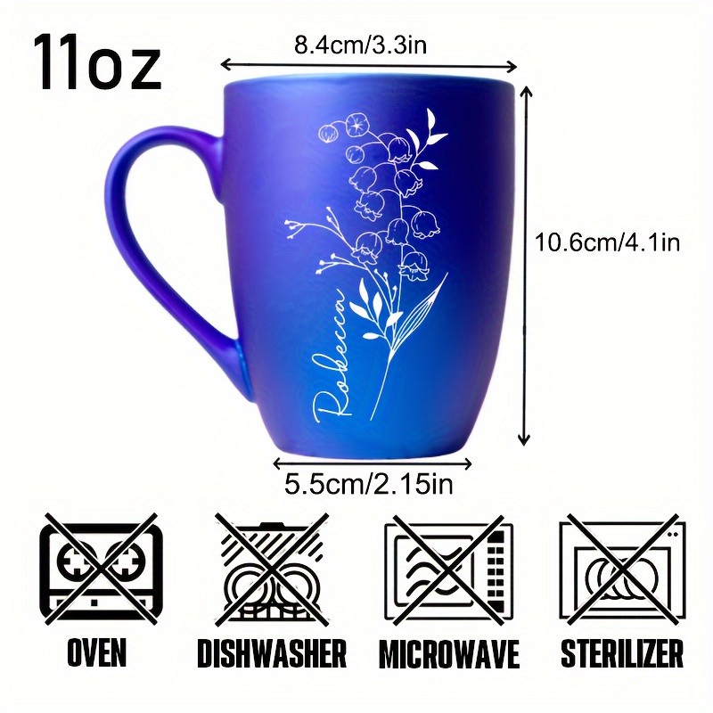 G MUGS 11oz Birthday Month Flower Coffee Cup