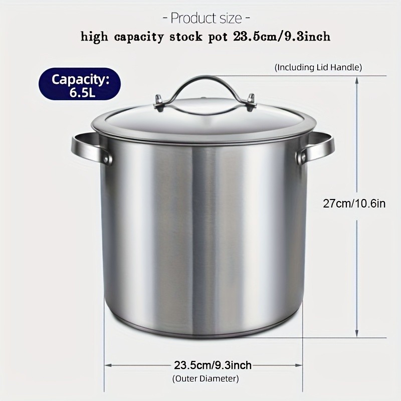 PureCook IH Stainless Steel High Pot 6/15L with Double Handle and Tempered Glass Lid