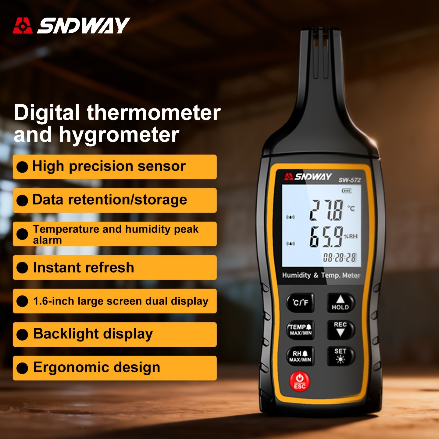 SNDWAY Thermometer and Hygrometer with Dual Display