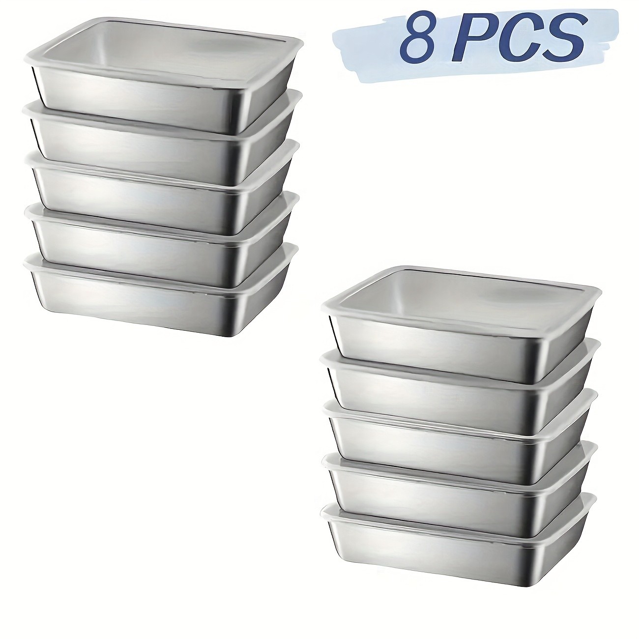 Ever Blooming Stackable Stainless Steel Square Food Containers with Lids