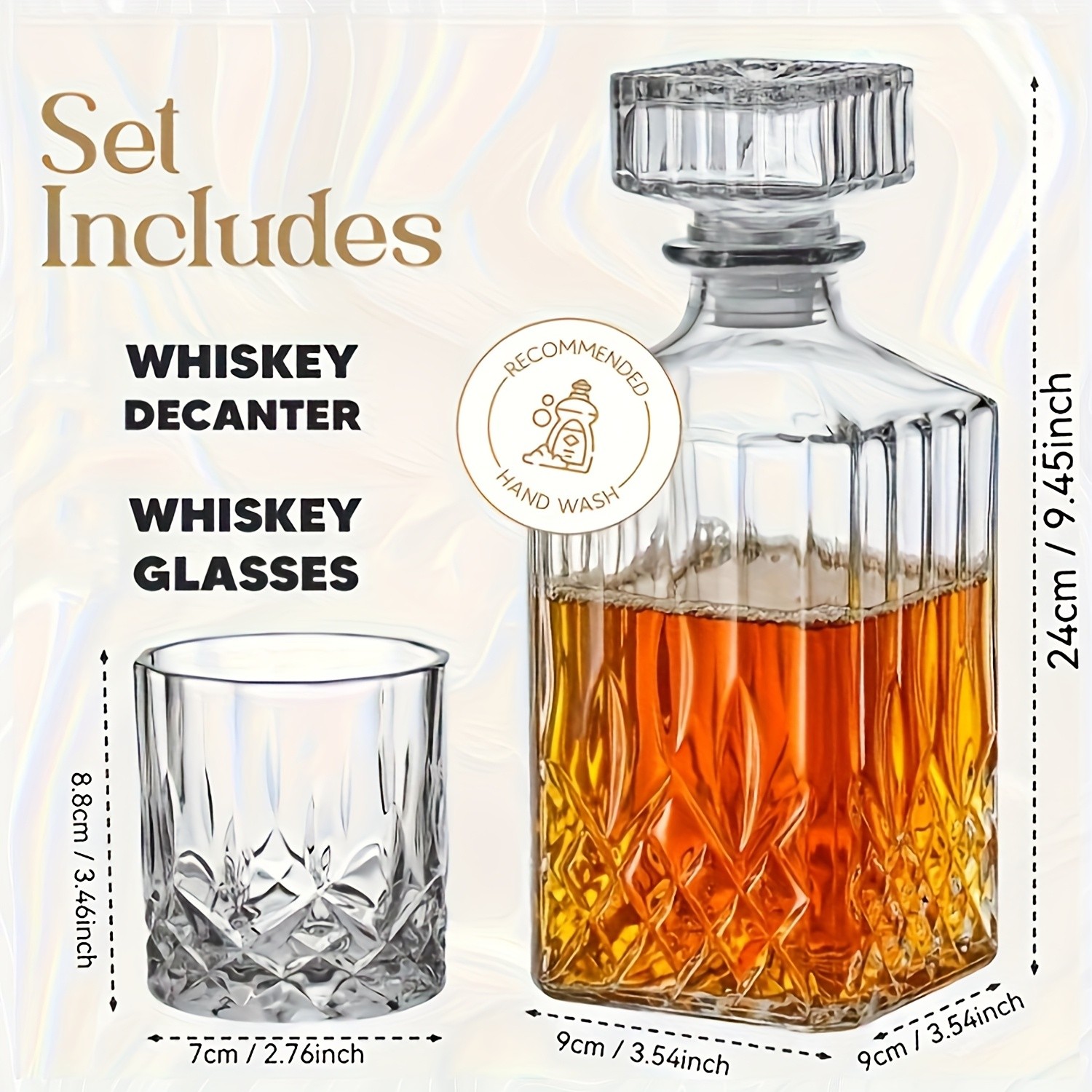 MAMSHIB 3pcs Whiskey Decanter Set