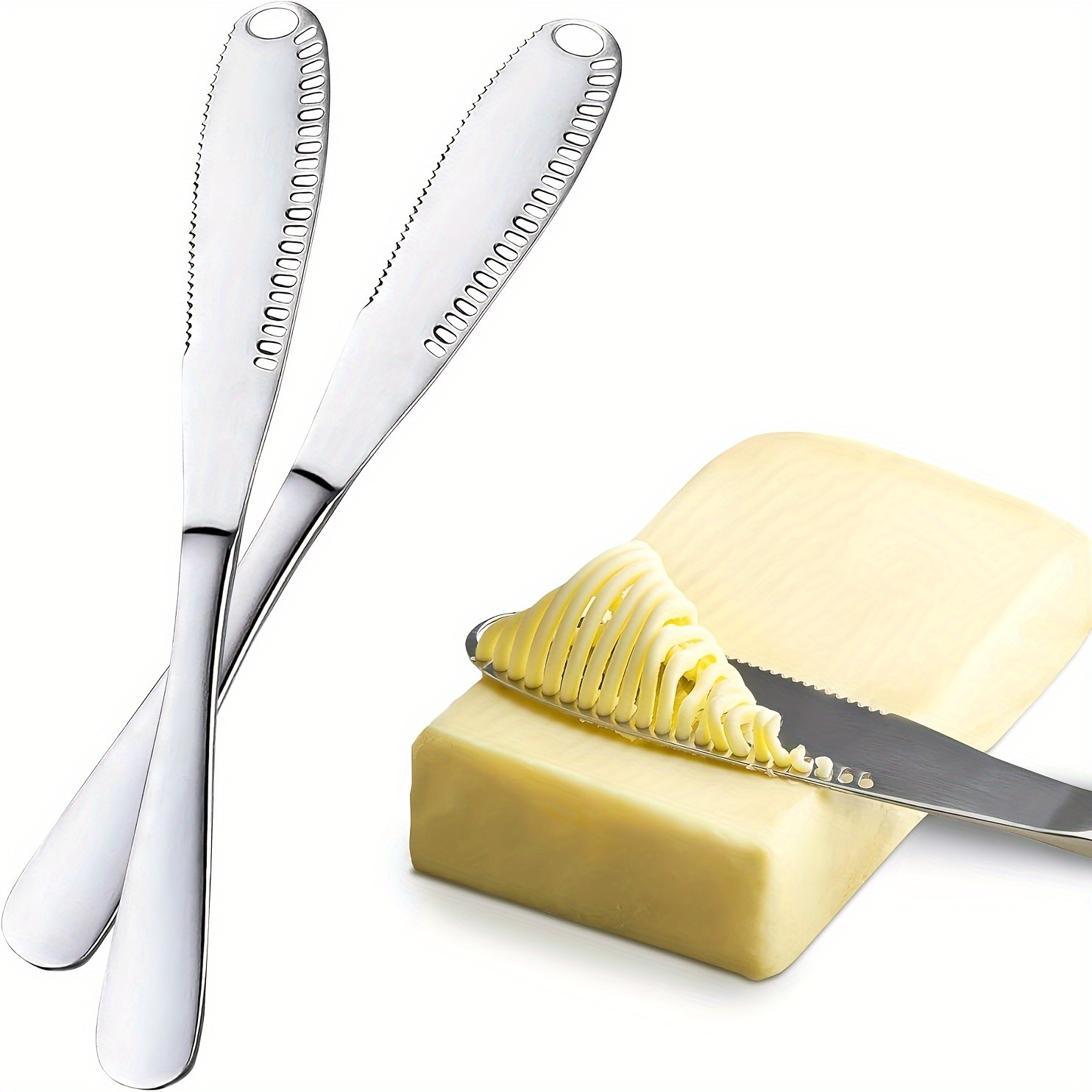 MAMSHIB Stainless Steel 3-In-1 Butter Spreader  Curler, Slicer, and Spreader with Serrated Edge