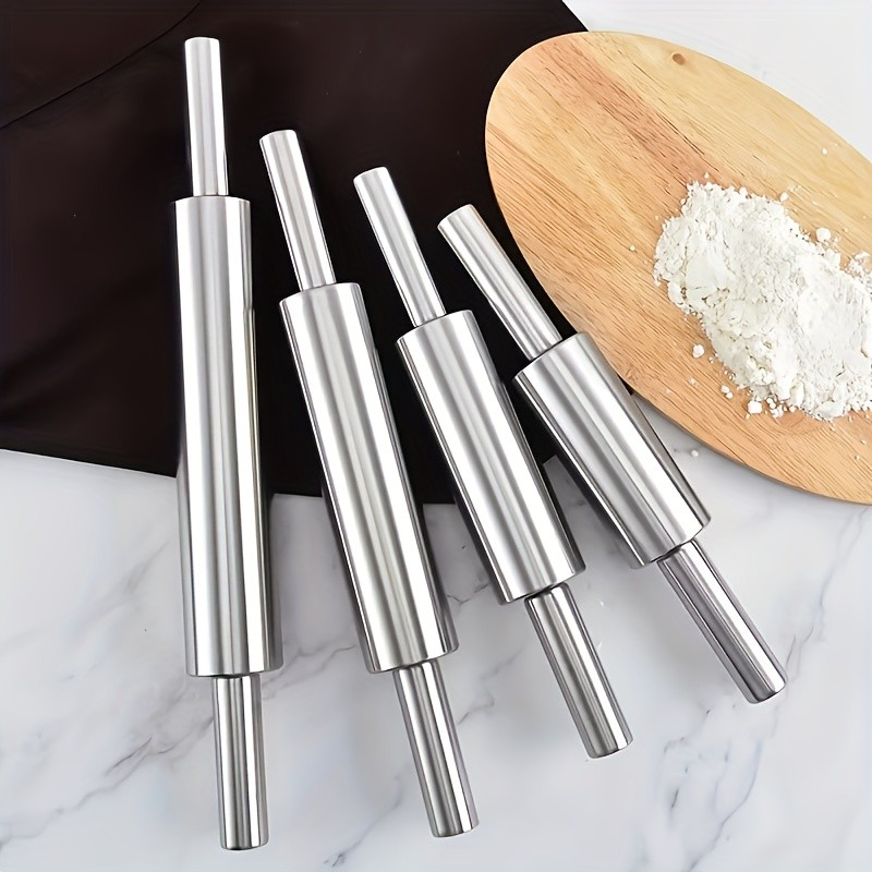 MAMSHIB Heavy Duty Stainless Steel Rolling Pin with Non-Slip Grip
