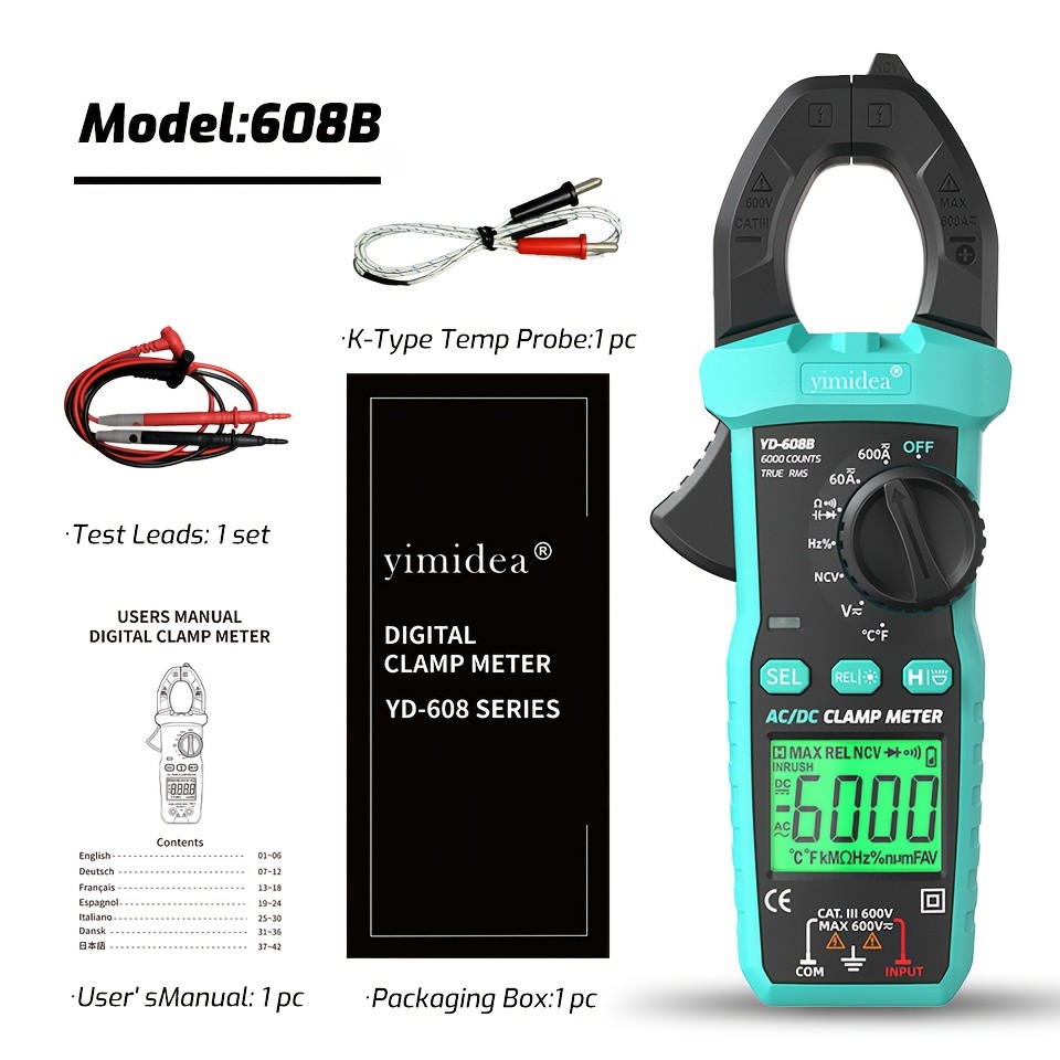 YIMIDEA True RMS Digital Clamp Meter Multimeter