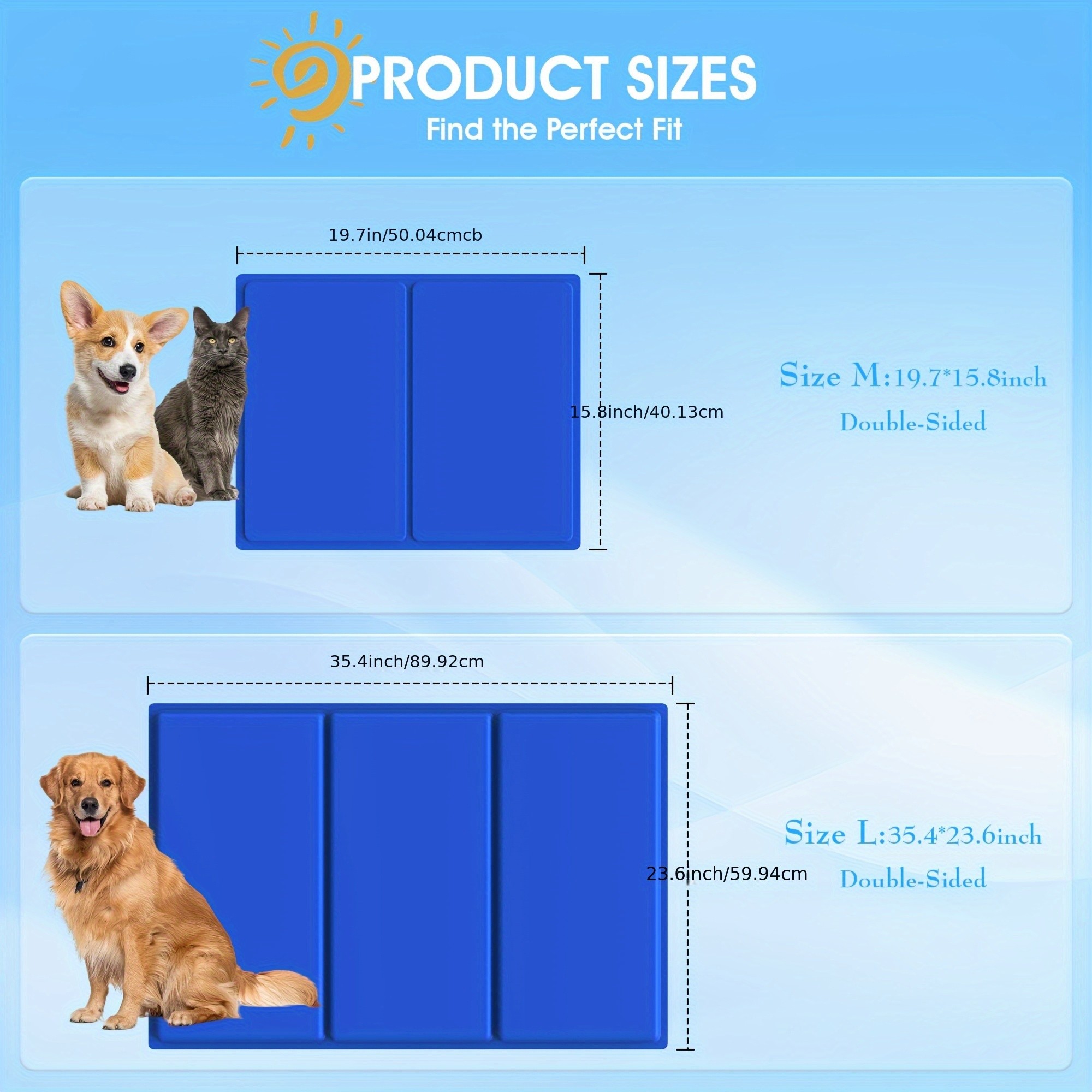 LESOTC Pet Ice Pad Cooling Mat for Cats and Dogs