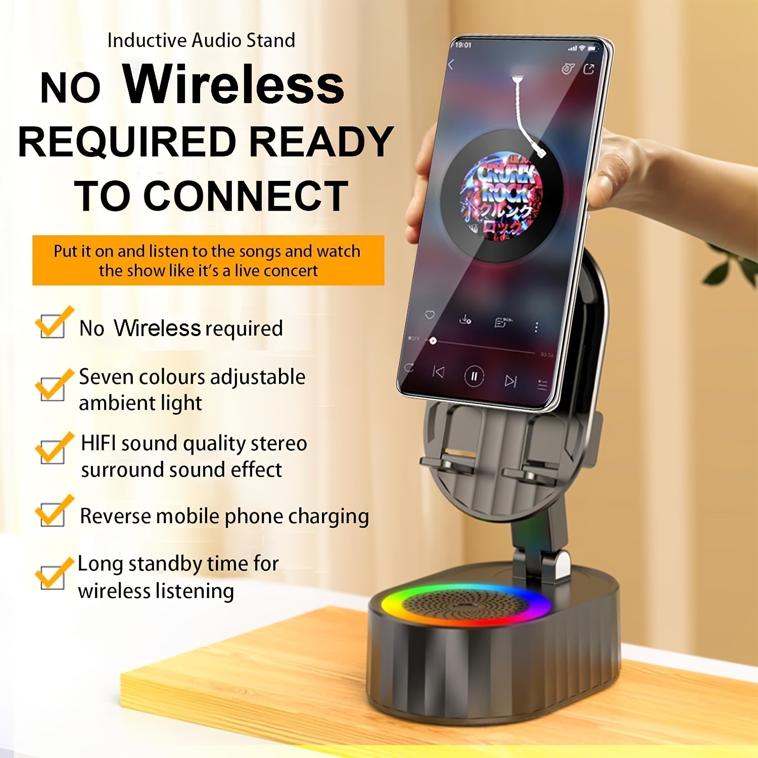 SENBOWE Wireless Induction Audio Speaker 5-in-1 Phone Holder