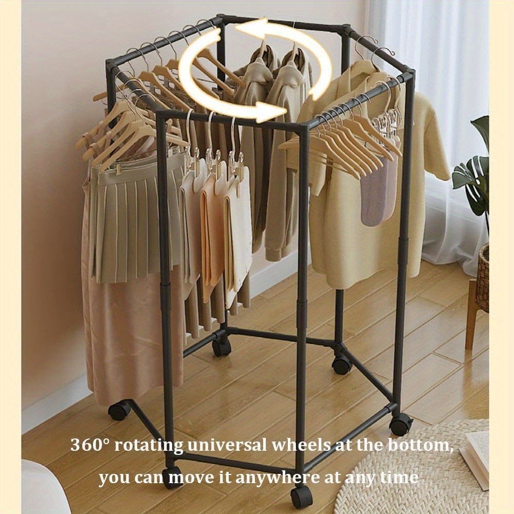 TEETHEORY Heavy-Duty Rotating Clothing Rack with Wheels