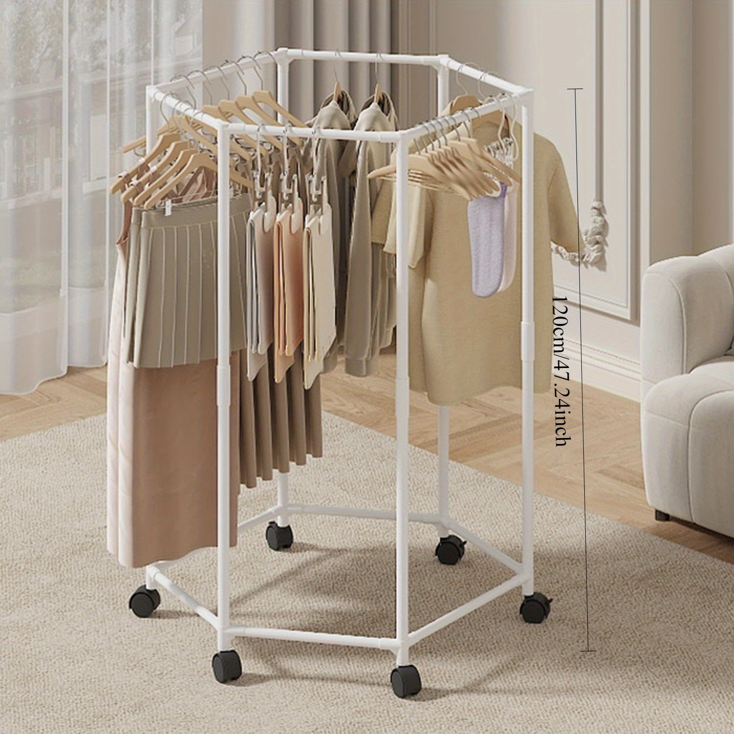 TEETHEORY Heavy-Duty Rotating Clothing Rack with Wheels