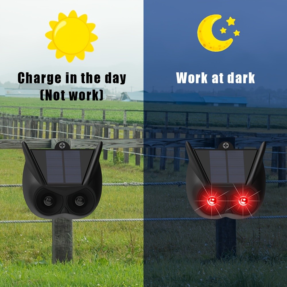 RUOCIN 2-Pack Solar-Powered Animal Repeller with Upgraded Frequency & Flashing Lights