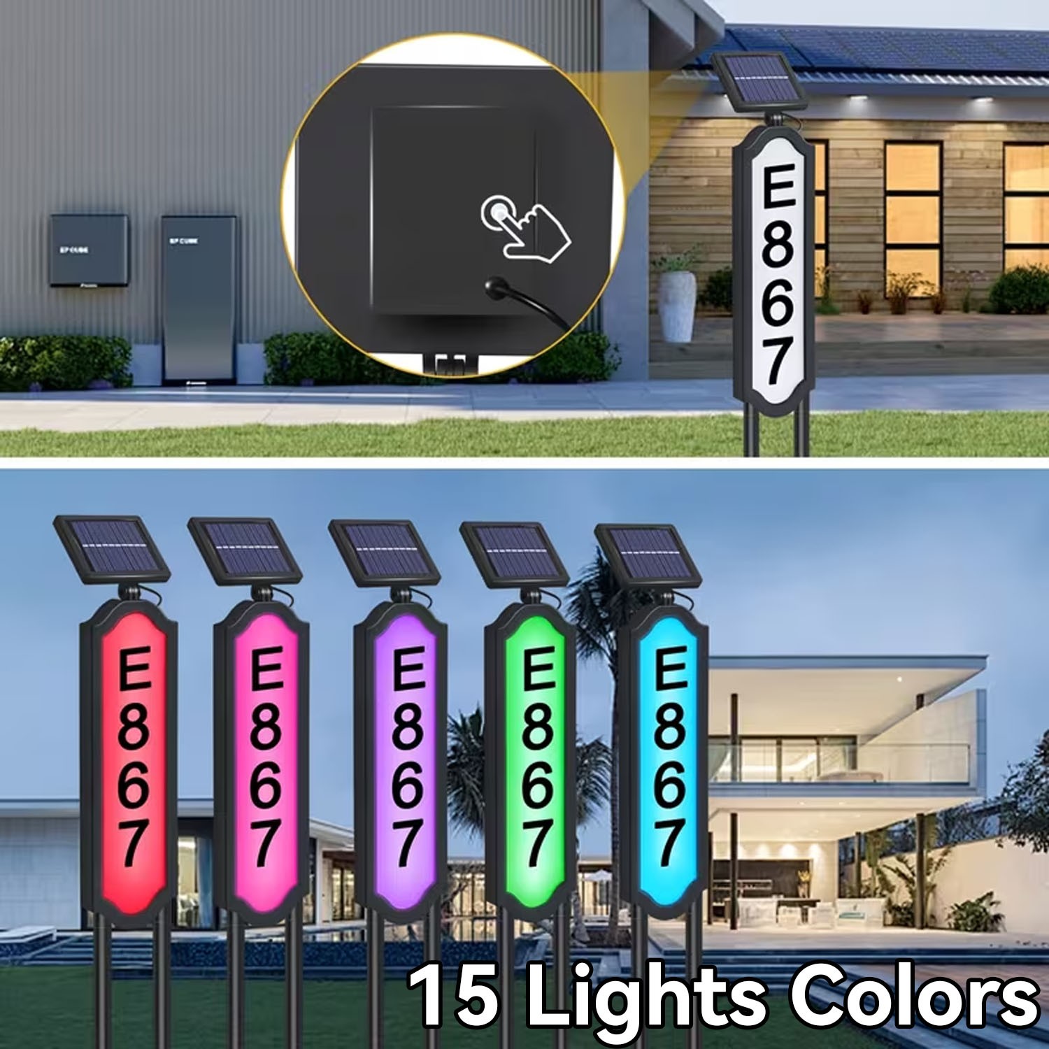 AIPUSI Solar LED House Number Sign