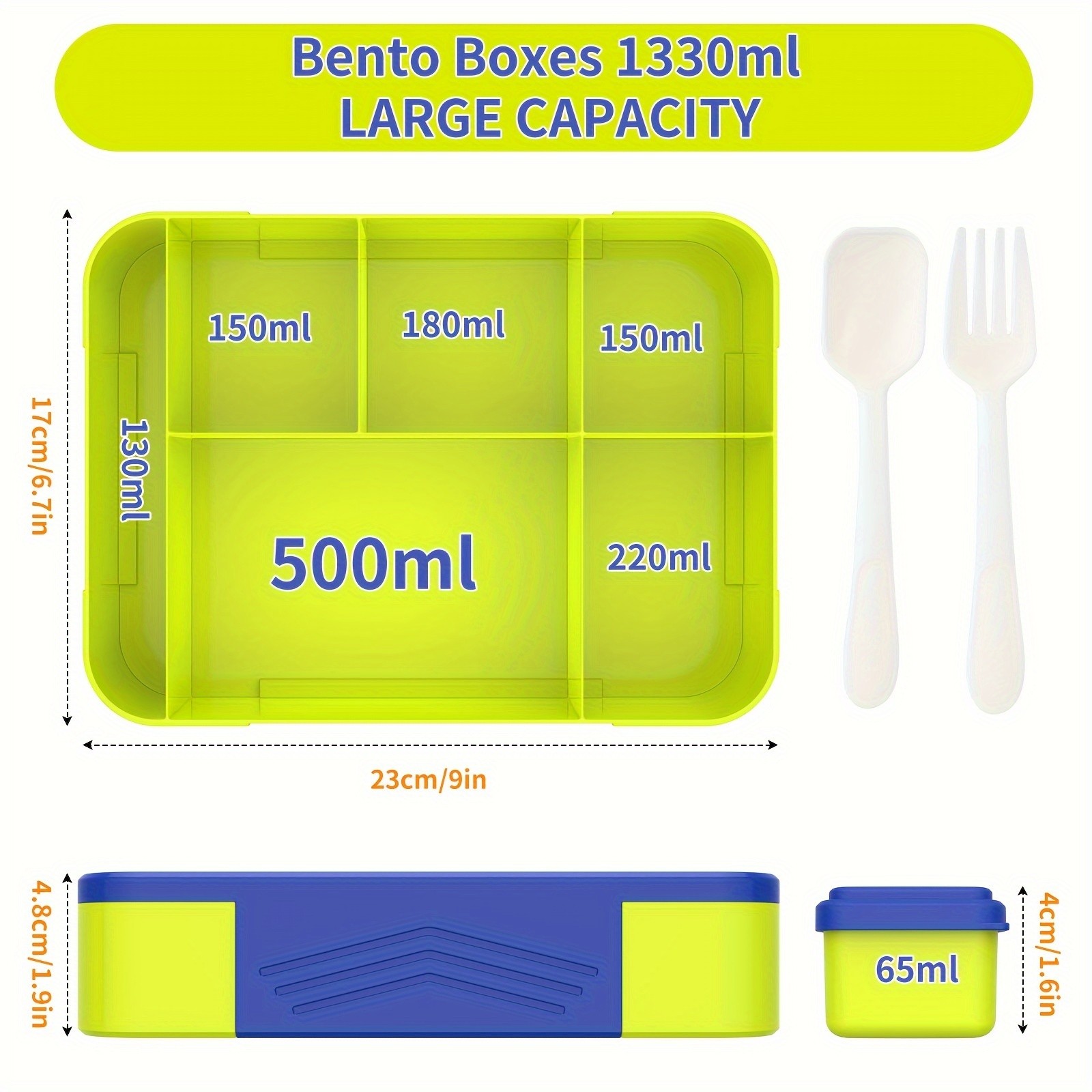 Caperci Bento Lunch Box with 5 Compartments