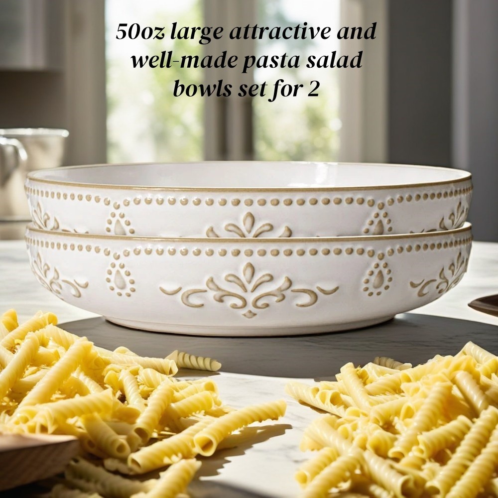 ARTENA 50oz Ceramic Pasta & Salad Bowls