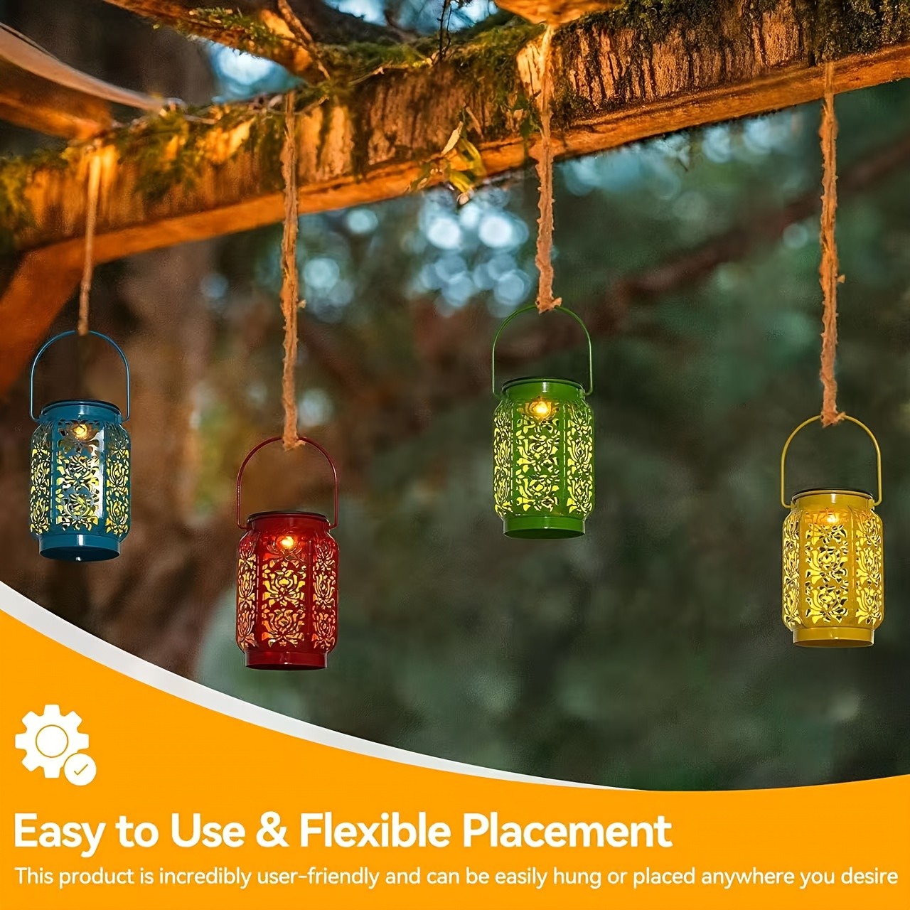 WENMILY 4-Pack Solar Lanterns Outdoor LED