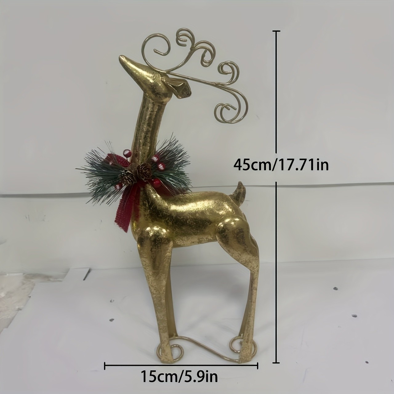 OTDECOR Elegant Golden Reindeer Statue
