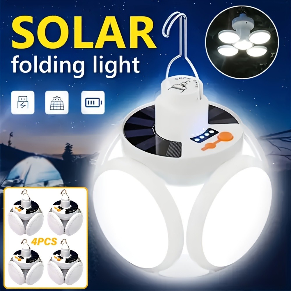 LiHangStar 4pcs Solar Folding Handheld Lantern Set