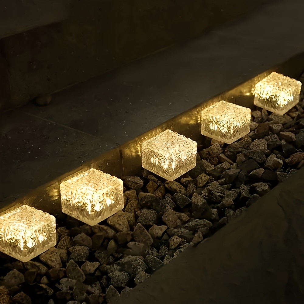 LiHangStar 4pcs Outdoor Solar Ice Brick Lights