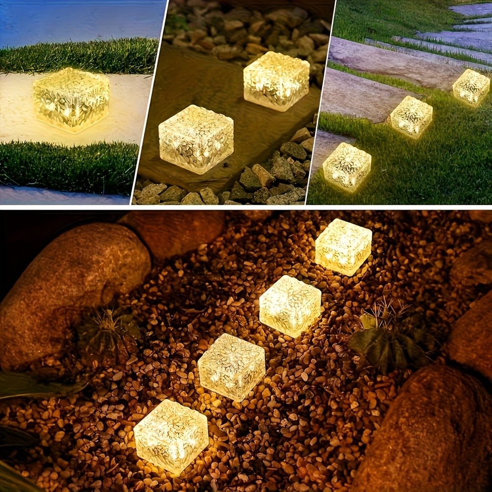 LiHangStar 4pcs Outdoor Solar Ice Brick Lights