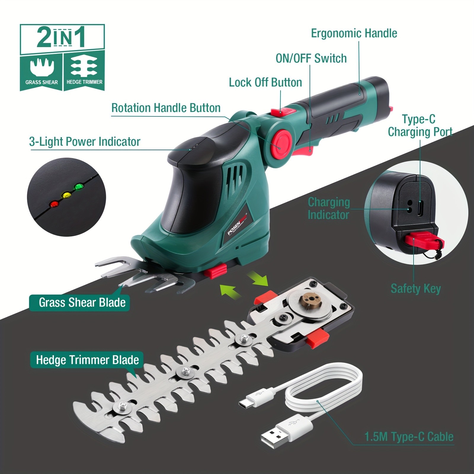 POSENPRO Hedge Trimmer and Grass Shear