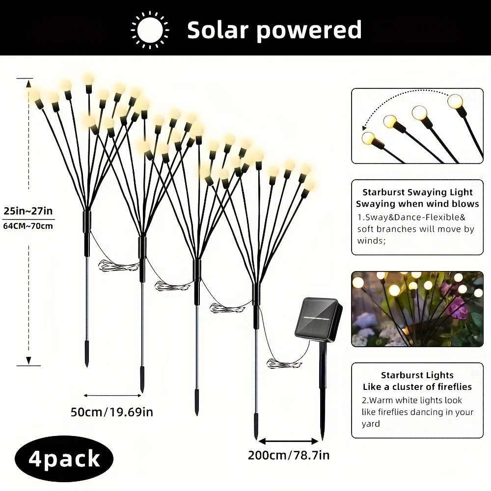 LEDOOR 4-Pack Solar Garden Lights with 32 LED Lights
