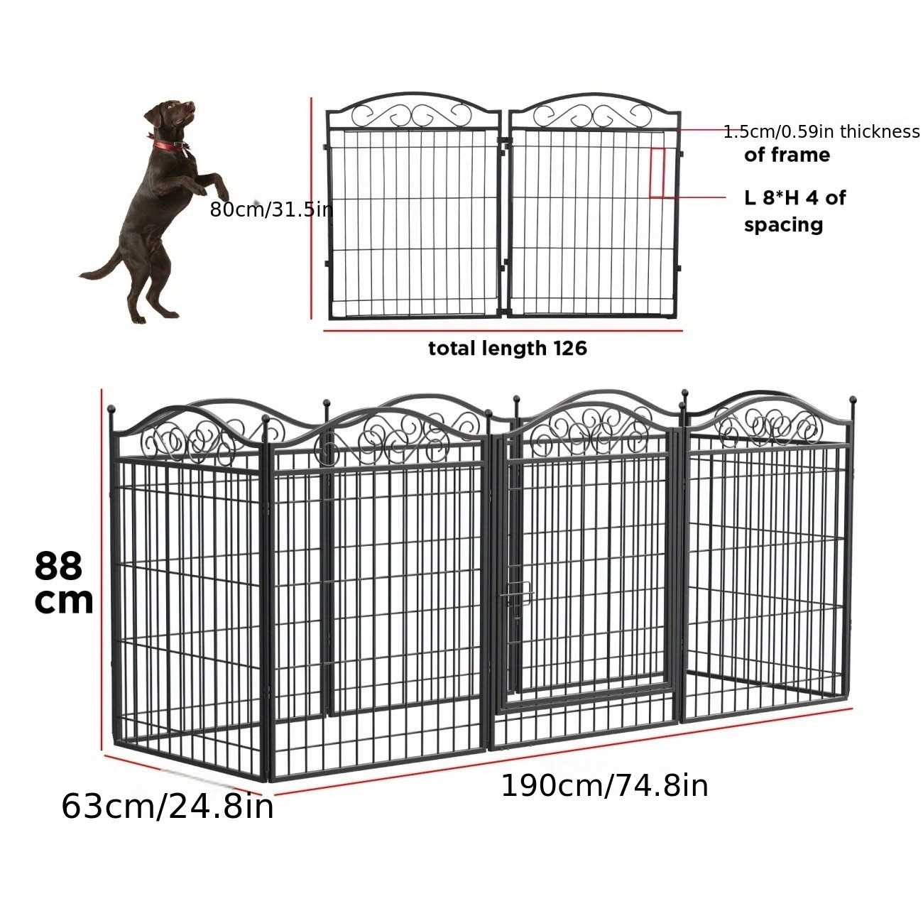 BingoPaw 8-Panel Heavy Duty Metal Dog Playpen