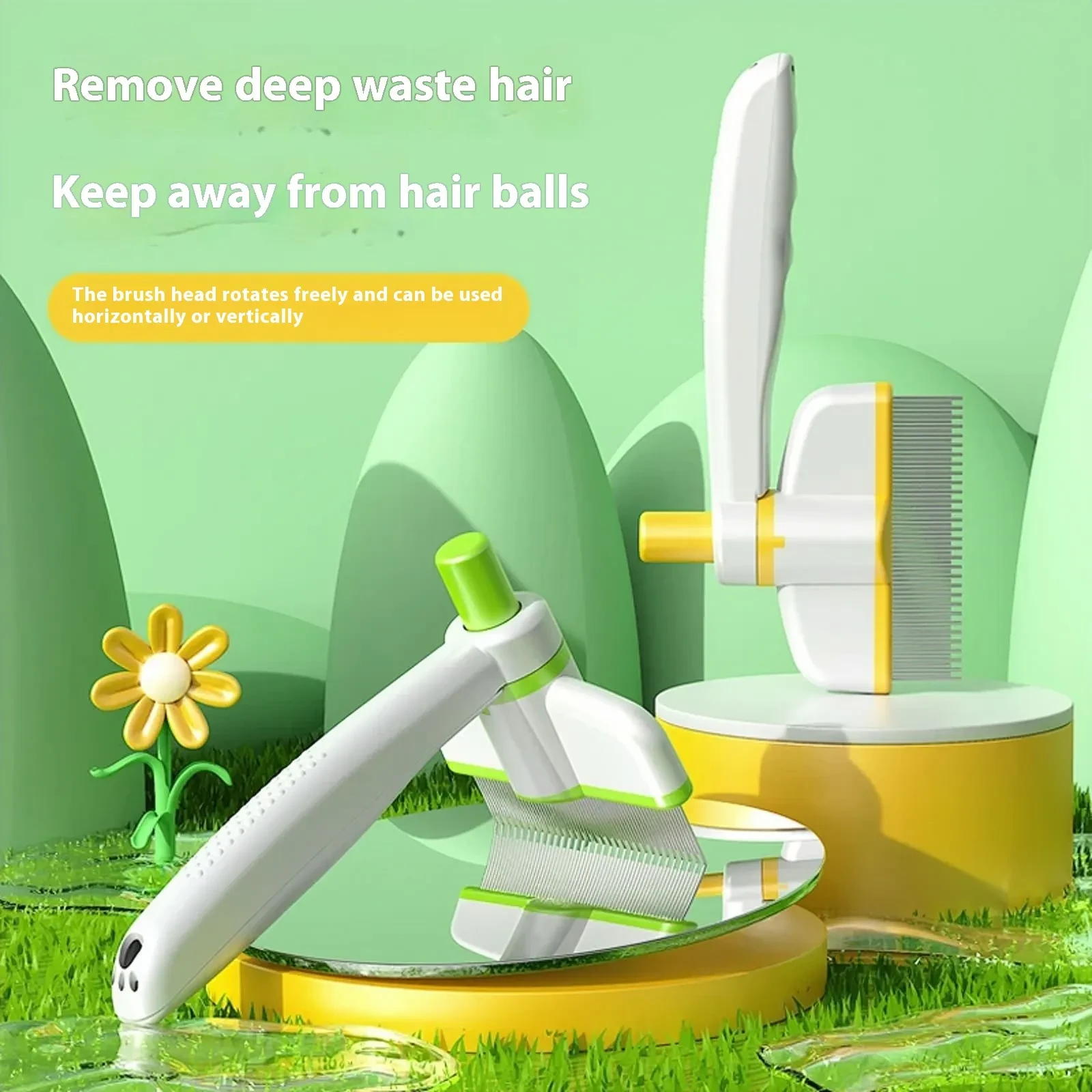 Cat Comb  Self-Cleaning Grooming Tool for Pet Hair and Flea Removal