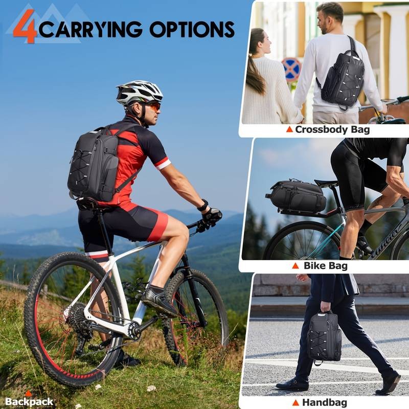 RAINSMORE Bicycle Bag 15L Rear Rack Trunk Bag for Commuting and Travel