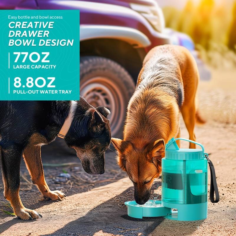 LESOTC 74oz Portable Dog Water Bottle with Built-In Bowl  Hydration On the Go for Your Dog