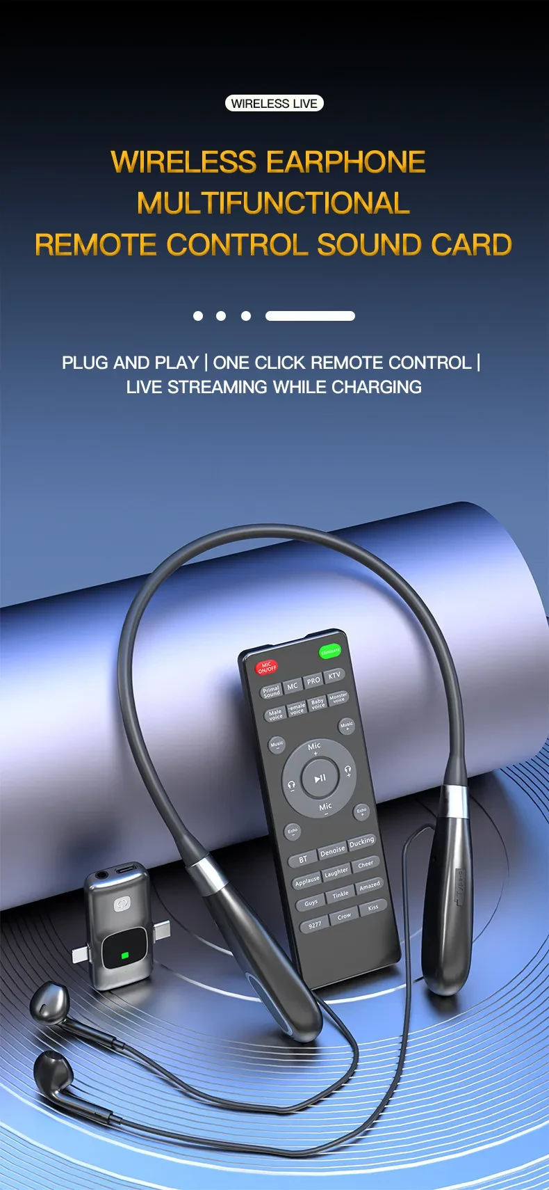 E8 Microphone Mobile Live Streaming Sound Card Headset Neck Hanging