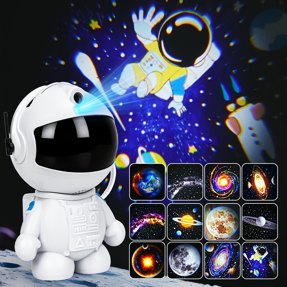 USB-Powered Astronaut Projector with Colorful Galaxy Star Night Lights