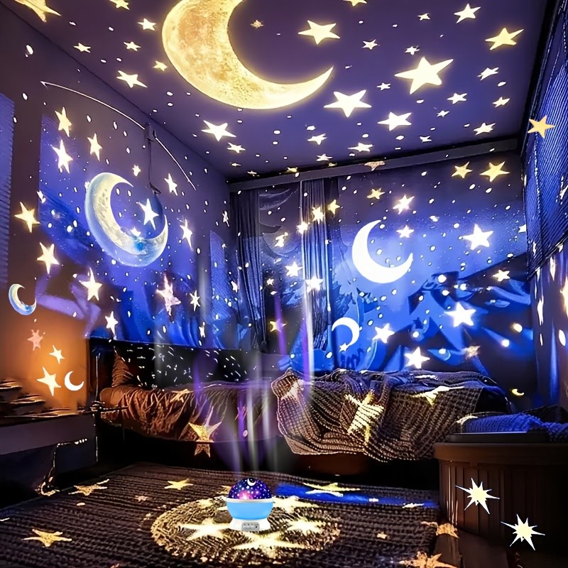 1pc 360 Rotating Starry Night Light Projector  Transform Your Room into a Cosmic Wonderland  Perfect for Bedrooms, Family Rooms, and as a Christmas Gift  Bring the magic of the night sky into your home with the 360 Rotating Starry Night Light Projector