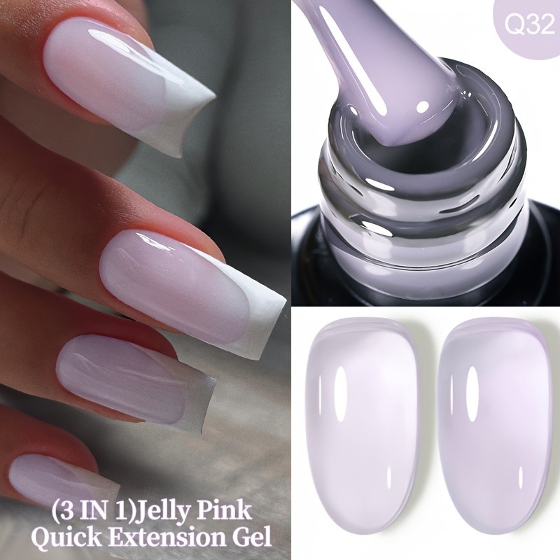 LILYCUTE 7ml Jelly Nude Pink Quick Extension Nail Gel Polish Transparent, Long-Lasting Construction Gel for Manicures
