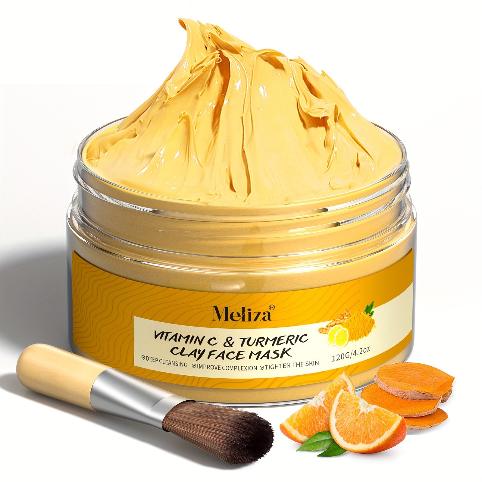 MELIZA Turmeric Vitamin C Clay Mask with Applicator Brush
