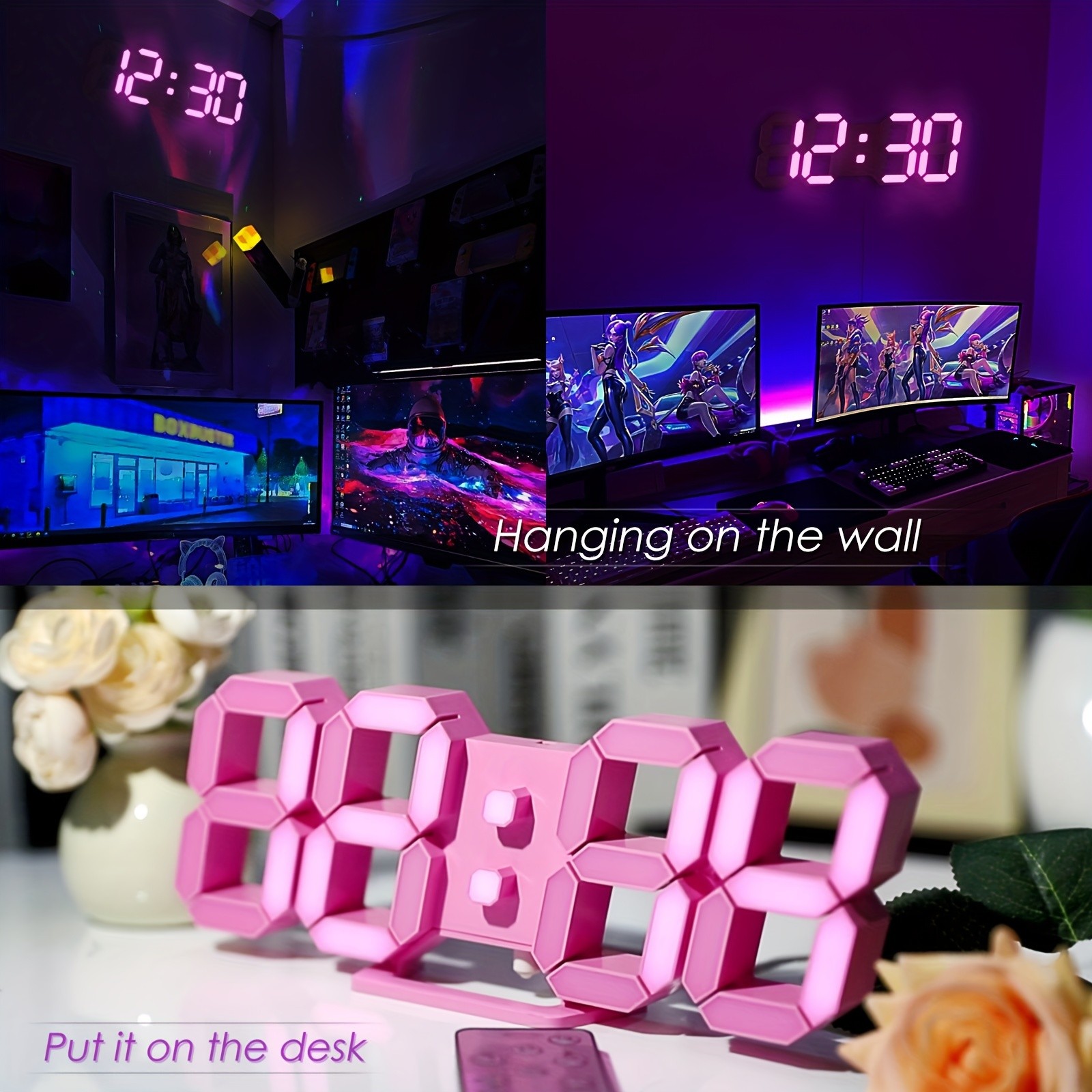 KOMUGI Pink LED Clock